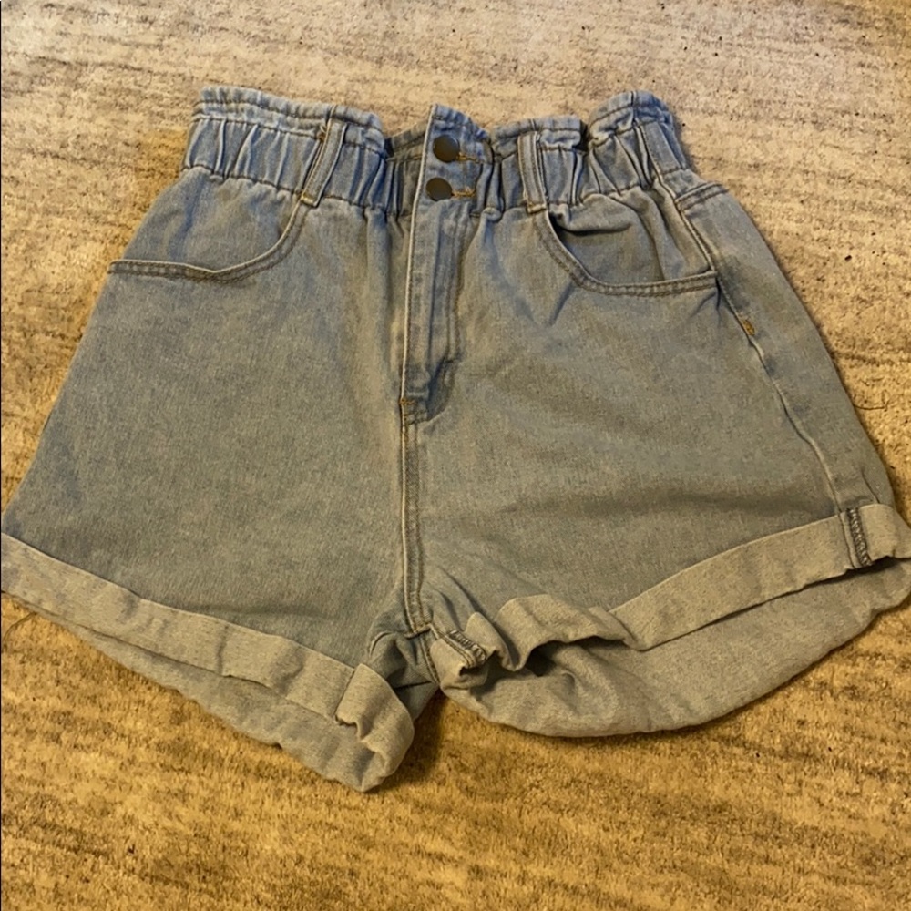 Paperbag High Waisted Jean Shorts